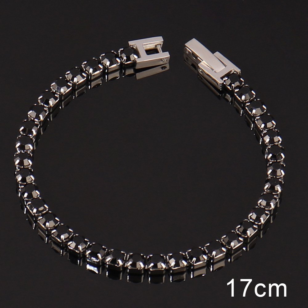 WhatsApp Image 2025-10-07 at 3.50.30 PM Bracciale tennis in acciaio con zircone nero - Image 1